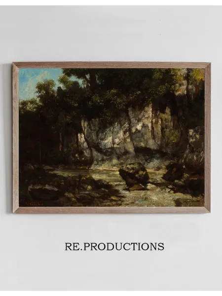 Re.productions Постер Landscape with stag - Gustave Courbet