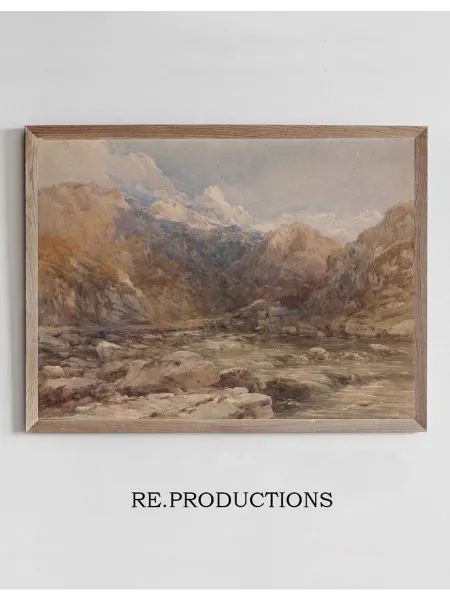 Re.productions Постер River Landscape in Wales - David Cox