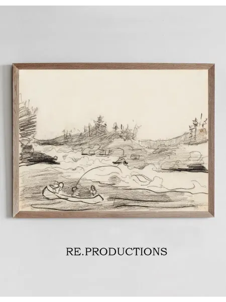 Re.productions Постер Fishermen in the Rapids - Winslow Homer