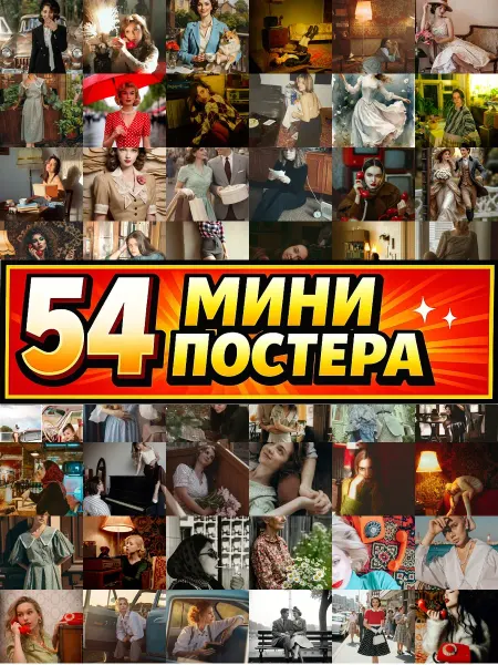 Бумажный дом Fun Минипостеры 54 шт ретро с девушкой старый