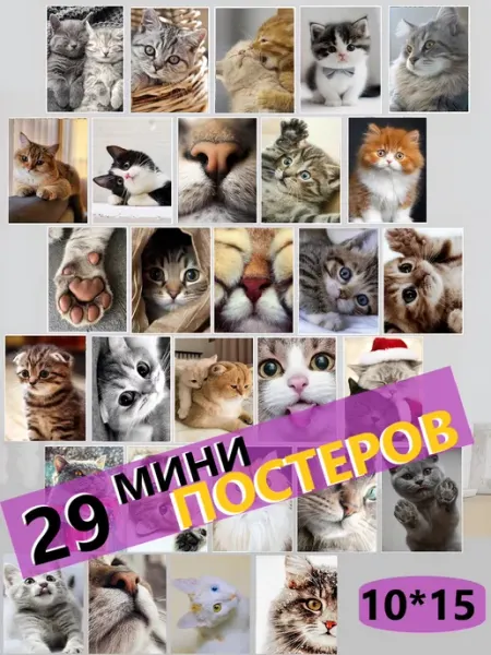 MAJIVVI HOME Мини постеры котики коты котята для интерьера