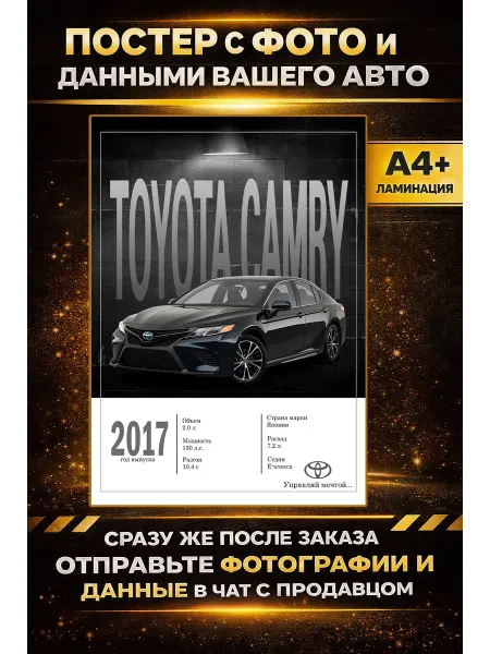 Постер с фото и данными вашего авто TOYOTA