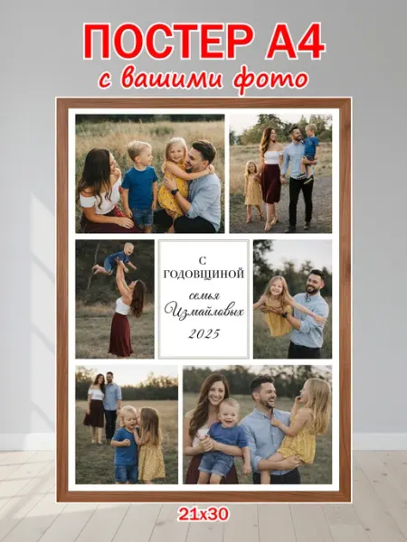 Постер по фото на заказ индивидуальный на годовщину А4