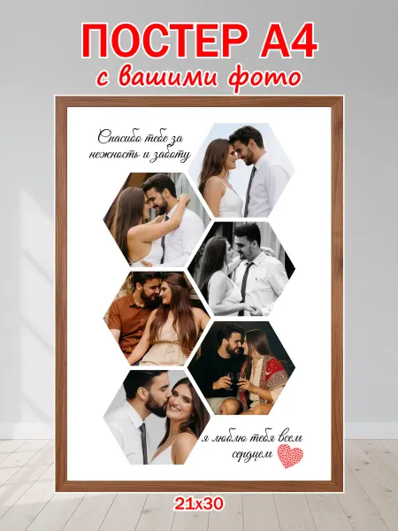 Постер по фото на заказ индивидуальный для пары А4