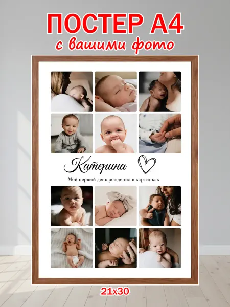 Постер по фото на заказ индивидуальный для ребенка А4