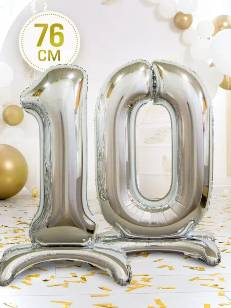 INFANT Фольгированный воздушный шар цифра 10 лет на подставке на ДР