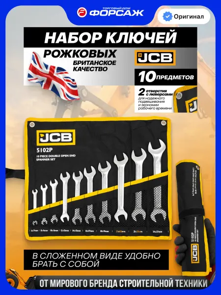 JCB Набор ключей рожковых 10 предметов