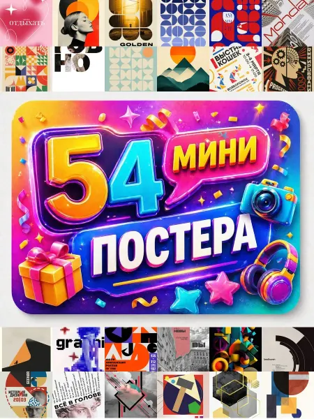 У Денчика Минипостеры 54 шт Эстетика Геометрические Плакаты