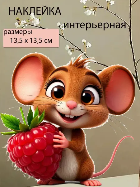 Подалирий Наклейка интерьерная мышка с малинкой