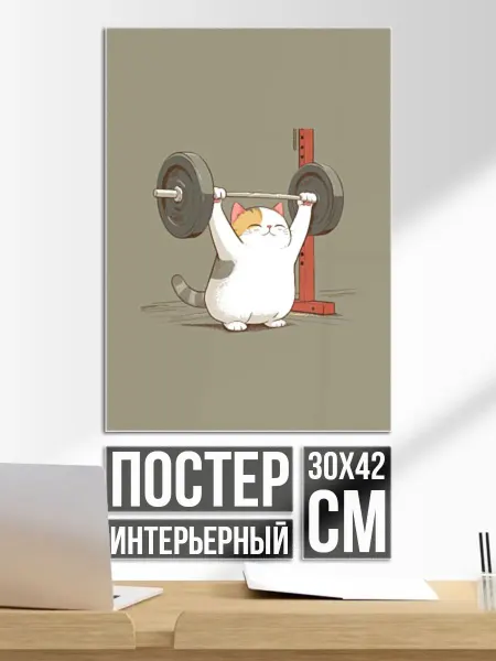 Постер на стену Кот спортсмен