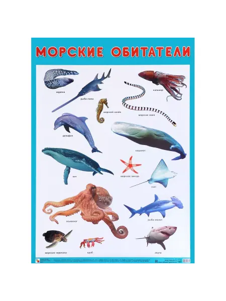 Мозаика-Синтез Плакат Наглядные пособия, Морские обитатели