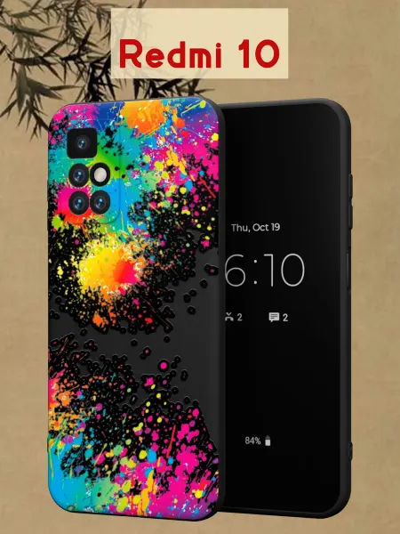 МобиСтиль Чехол на Xiaomi Redmi 10 с рисунком Брызги краски