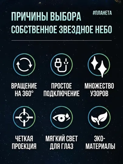 Светодиодный проектор-планетарий, USB-ночник, 10 слайдов, планета, океан, животные