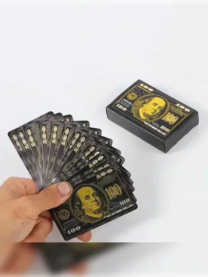 Игральные карты, пластиковые, 100 долларов, 54 штуки