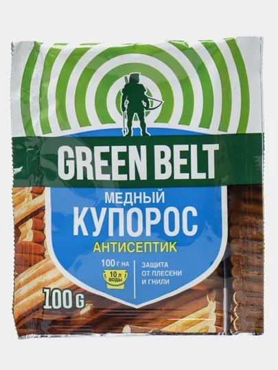 Медный купорос "Грин Бэлт" антисептик, защита от плесени и гнили, 100 г