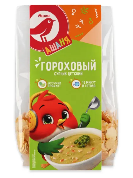 Суп детский АШАН Красная птица Ашаня Гороховый, 100