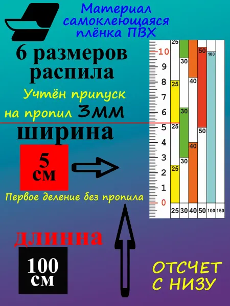 Линейка для пилорамы 100см (в начале без пропила) обратная