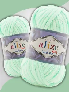 Пряжа плюшевая Alize Velluto ( Веллуто/Веллюто ) - 464 (мята), 100 г / 68 м (100% микрополиэстр) - 10 шт