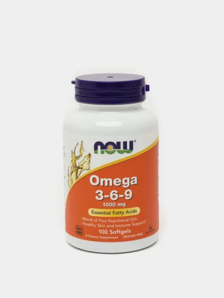 Витамины для иммунитета Now Foods Omega 3-6-9, 1000 мг, 100 таблеток