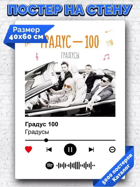Arthata-spotify постер Спотифай постер Спотифай постер Градусы - Градус 100 40х60