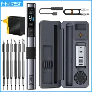 FNIRSI HS-02A Набор паяльников, футляр для хранения + 6 паяльниковых жал + зарядное устройство PD 100 Вт