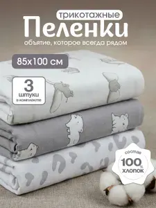 Inlovery Пеленка для малышей 85 x 100 см, Интерлок, 2 шт