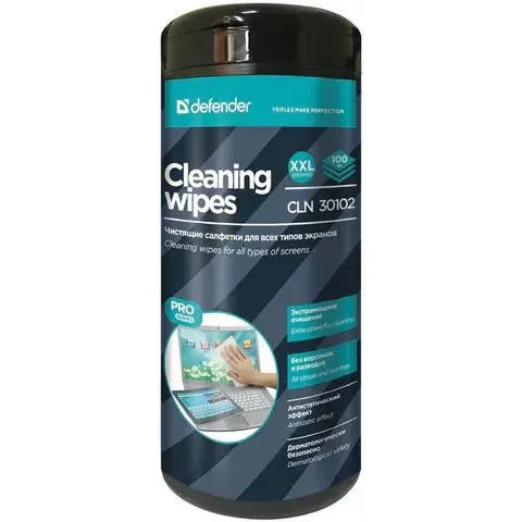 Салфетки для ЖК и LCD мониторов DEFENDER CLN30102 PRO, влажные, в тубе, 100 ш (CLN30102)