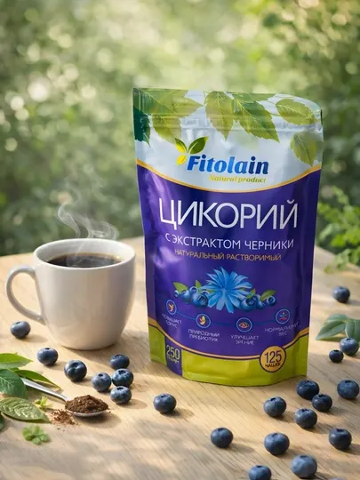 Цикорий растворимый Fitolain, с экстрактом черники, порошкообразный, 100 г
