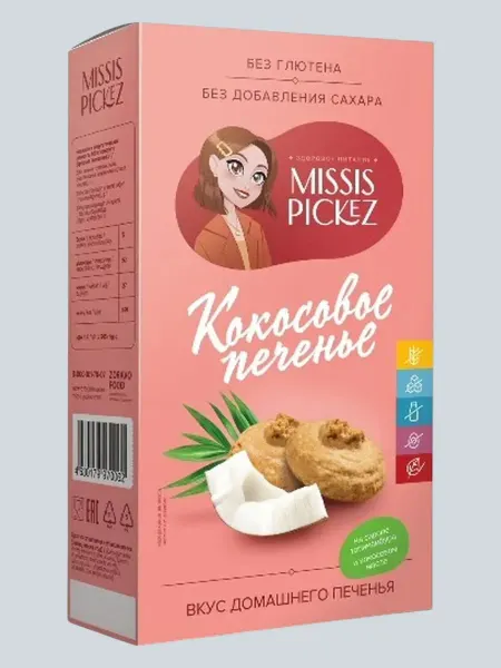 Missis Pickez Печенье кокосовое без сахара, 100г