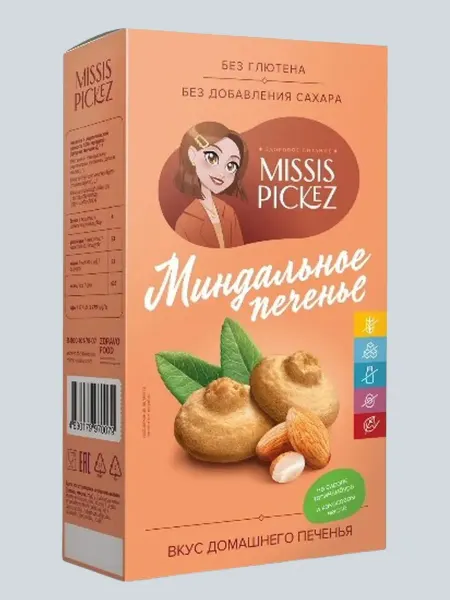 Missis Pickez Печенье миндальное без сахара, 100г