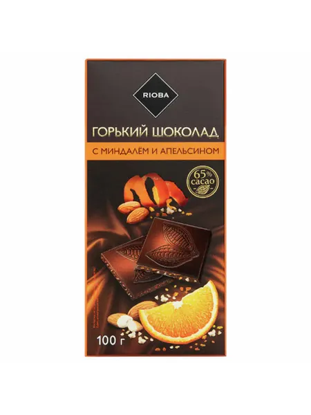 Rioba Шоколад горький миндаль, цукаты, апельсин, 100г