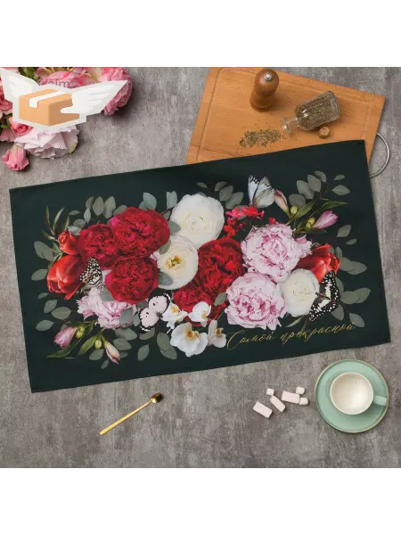 Этель Полотенце "Этель" Flowers 40х73 см, 100% хлопок, саржа 190