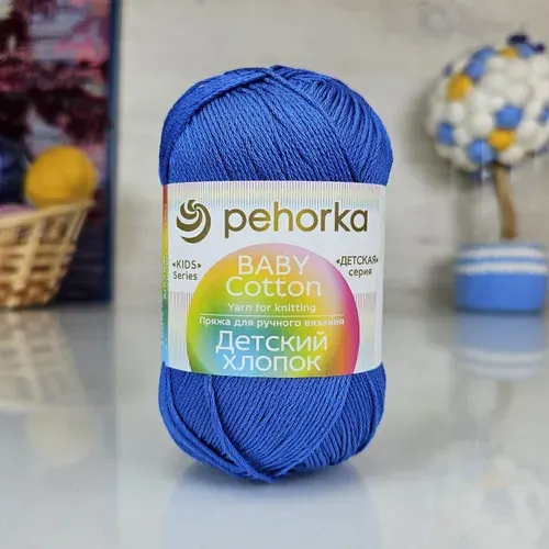Пряжа Детский хлопок (Пехорка)- 26 (Василек), 2 мотка, 100гр, 330м, 100% мерсеризованный хлопок