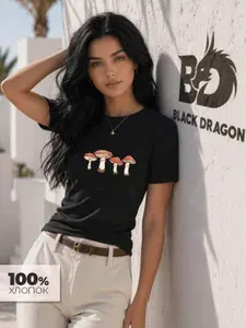 Футболка Black Dragon 100% хлопок с принтом грибы