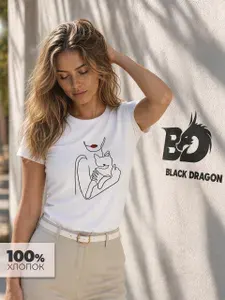Футболка Black Dragon 100% хлопок с принтом Кот на руках