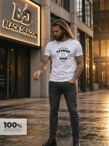 Футболка Black Dragon 100% хлопок с принтом Лучший муж