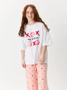 GoPajamas Пижама оверсайз со штанами хлопок 100%
