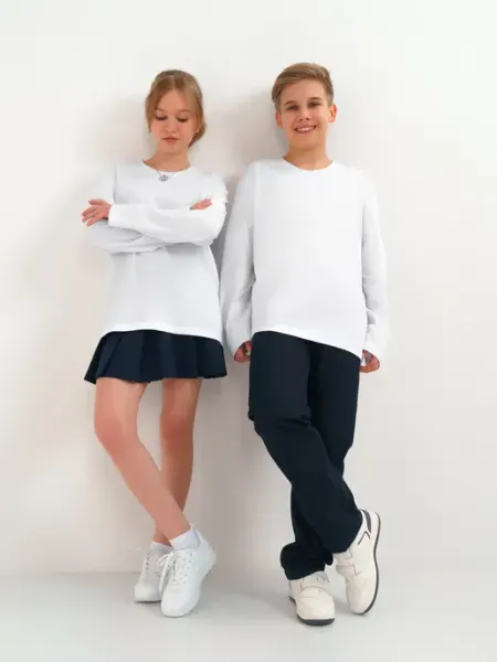 LE&LO Лонгслив школьный хлопок 100% оверсайз