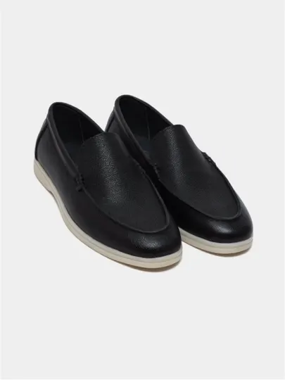 Мужские мокасины классического стиля из 100% натуральной кожи Loro Piana, черные