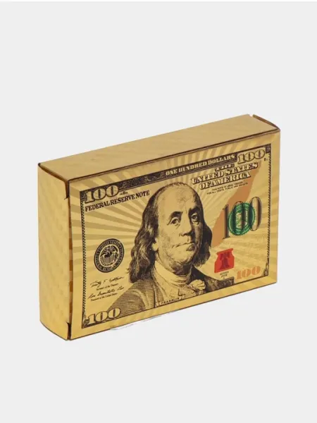 Пластиковые игральные карты 100$ и скелет, Texas, ПВХ, черные, 54 шт