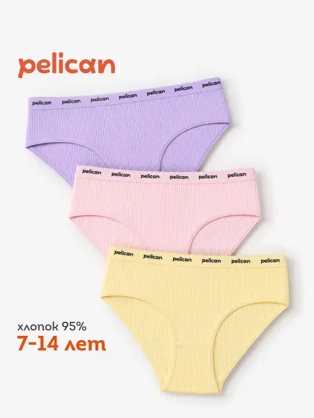 Pelican Трусы детские слипы для девочки плавки подростка в рубчик