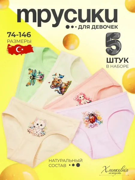 TwinBody Трусы детские для девочек набор 5 штук