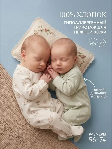 Вернисаж Слипы для новорожденных с антицарапками на кнопках
