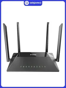 Wi-Fi роутер D-Link DIR-853/URU/R3A, AC1300, частоты 2.4 и 5 ГГц, 1000 Мбит/с, 4 внешние антенны, черный