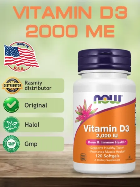 NOW Foods, Витамин D3 400 ME, 1000 ME, 2000 ME , мягкие капсулы, Халяль