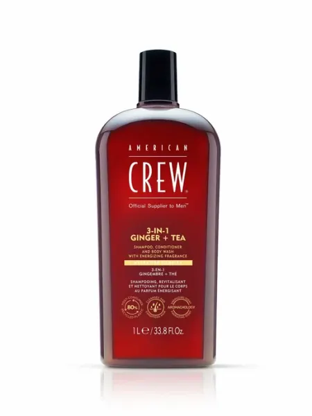 American CREW Шампунь-кондиционер-гель для душа "Имбирь + чай", 3в1, 1000м…