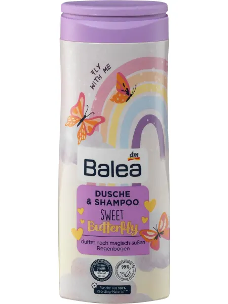 Balea 2в1 Детский Гель для душа-шампунь Sweet Butterfly, 300мл