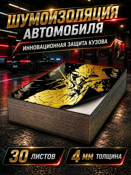 Шумоизоляция Silent Mat DELTA 4мм, комплект 30 листов. Виброизоляция для автомобиля самоклеящаяся. Звукоизоляция шумка