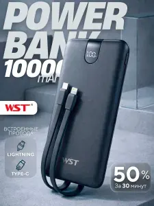 Внешний аккумулятор 10000 mAh WST пауэрбанк повербанк PowerBank WP026A черный Power Bank
