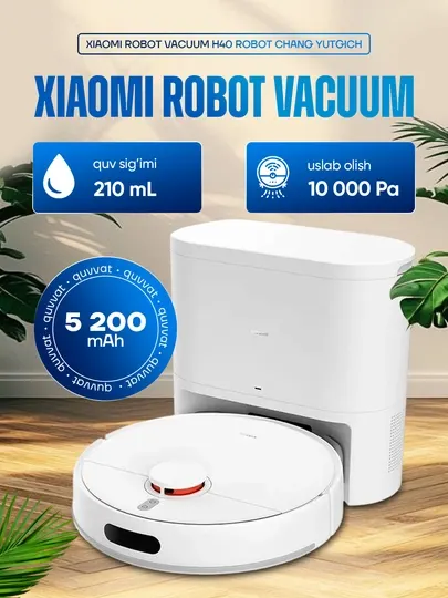 Робот-пылесос Xiaomi Robot Vacuum H40 — мощная уборка 10000 Па и влажная очистка